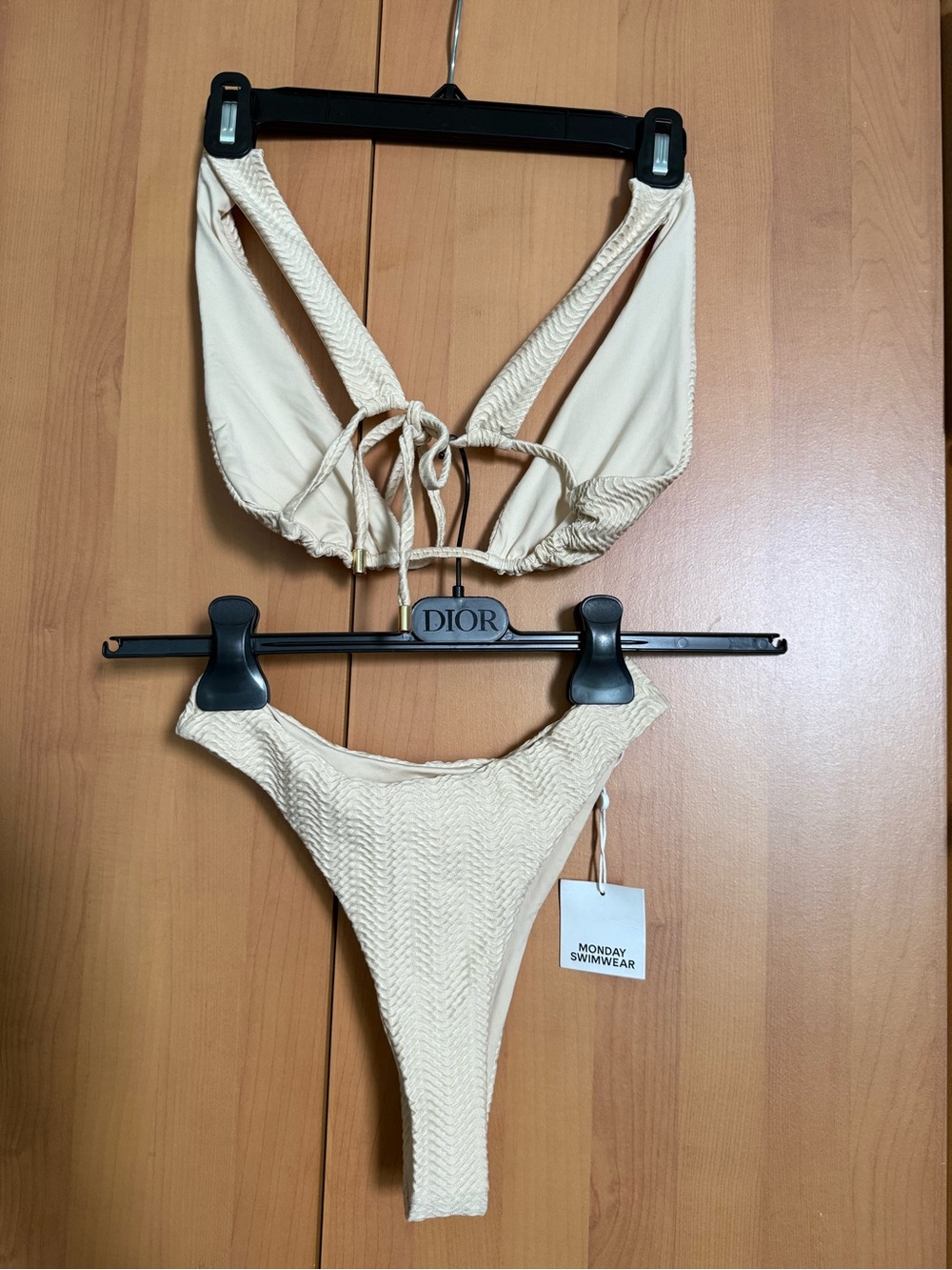 Monday Swimwear Cream Textured Chev Bikini Set - Picture 2 of 3